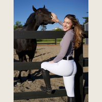 White Silicone grip Show breeches with Belt Loops