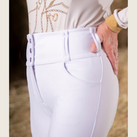 White Silicone grip Show breeches with Belt Loops
