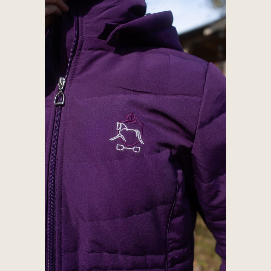 Deep Purple Duck Down Riding Coat with velvet collar