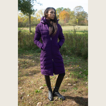 Deep Purple Duck Down Riding Coat with velvet collar