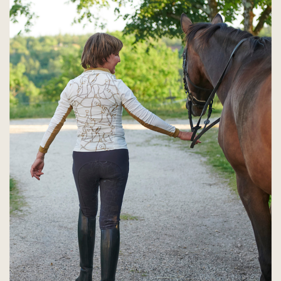 White Print Riding Shirt