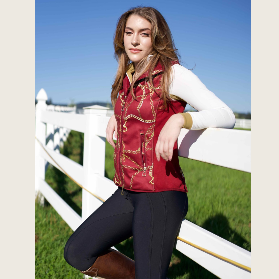Burgundy Print Equestrian Riding Vest – Dressage Queen Dream