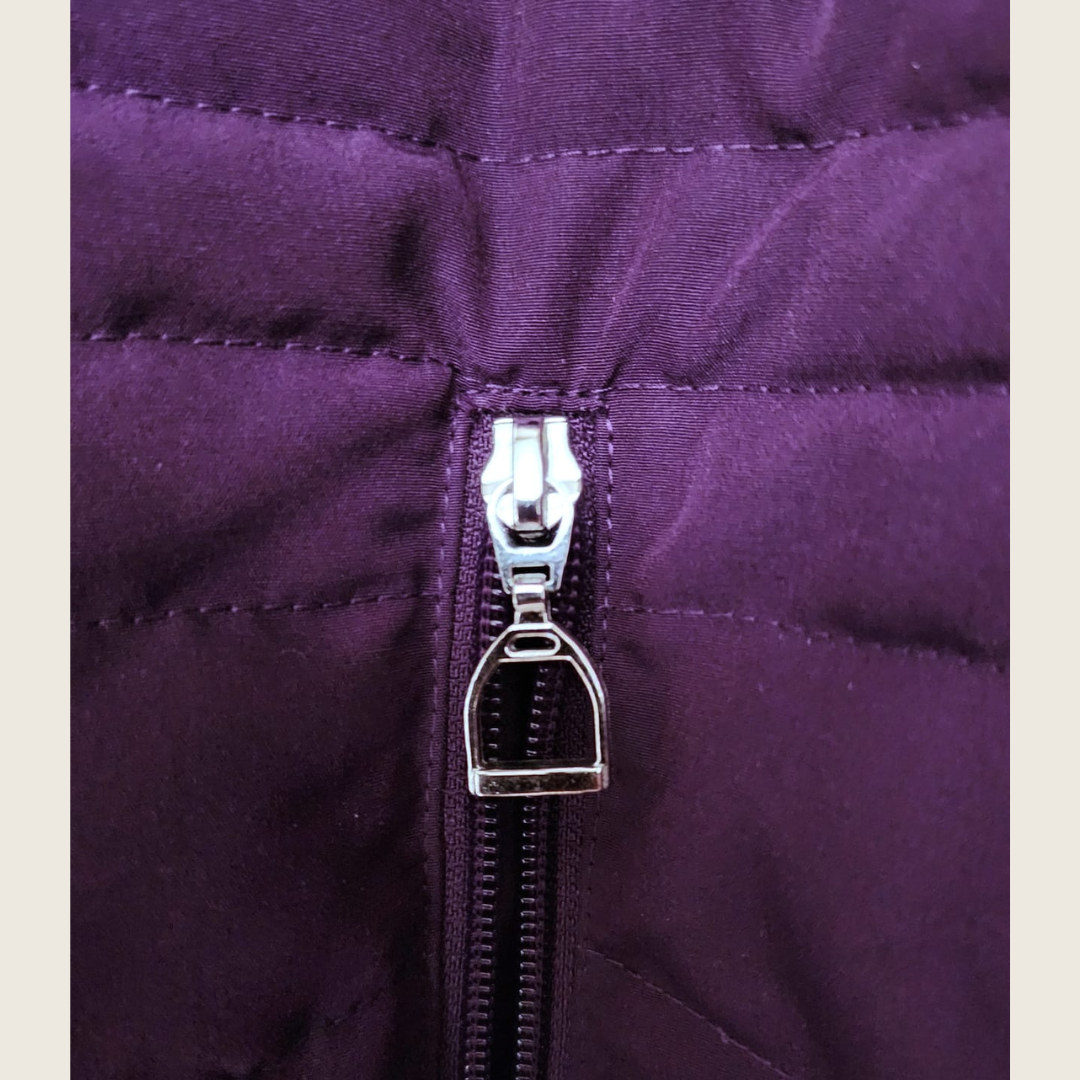 Deep Purple Duck Down Riding Coat with velvet collar