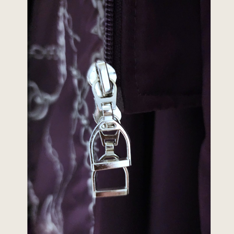 Deep Purple Duck Down Riding Coat with velvet collar