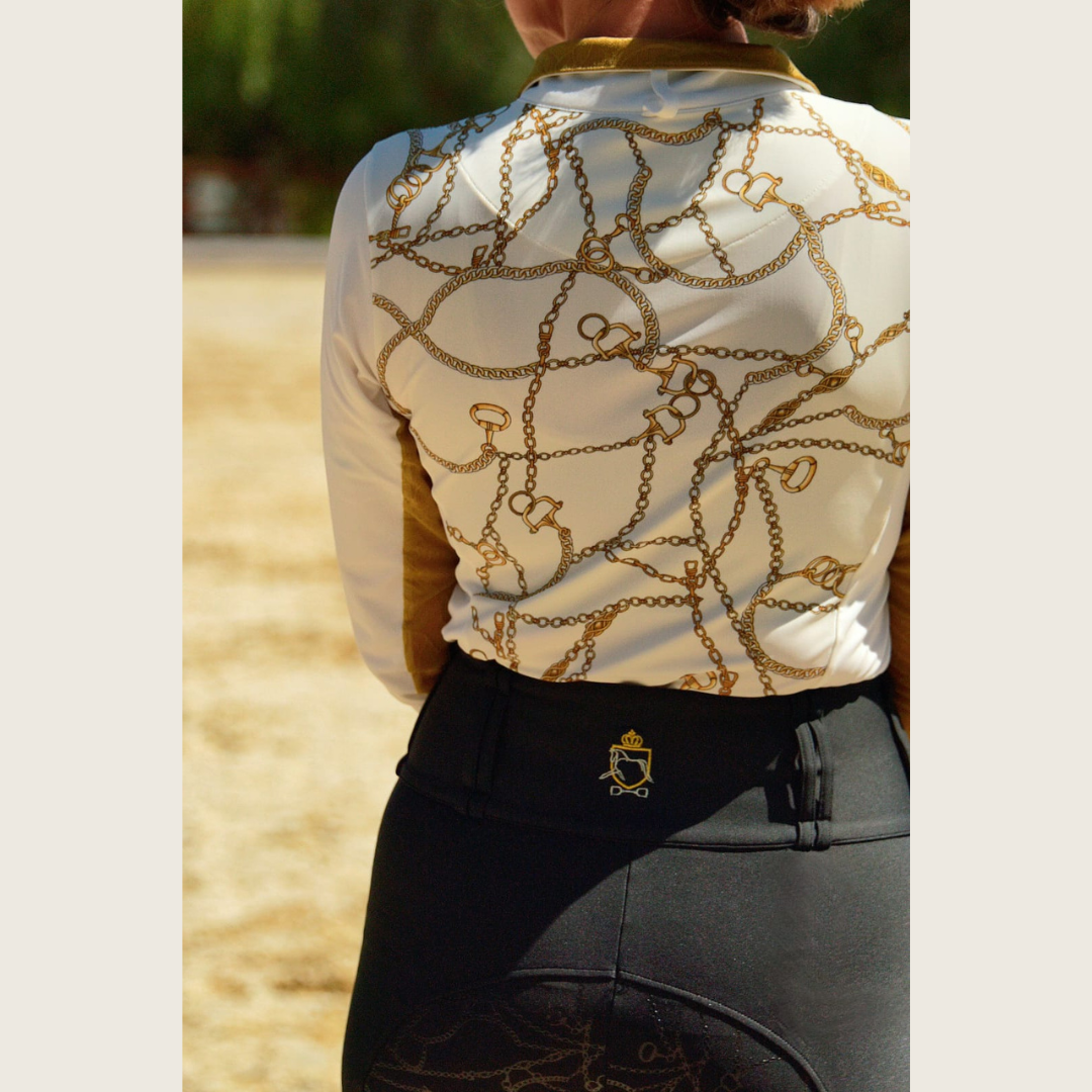 White Print Riding Shirt