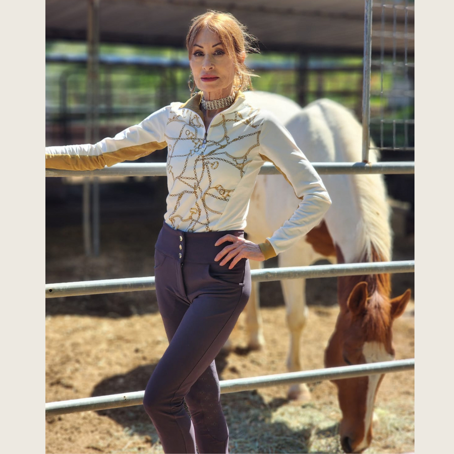 White Print Riding Shirt