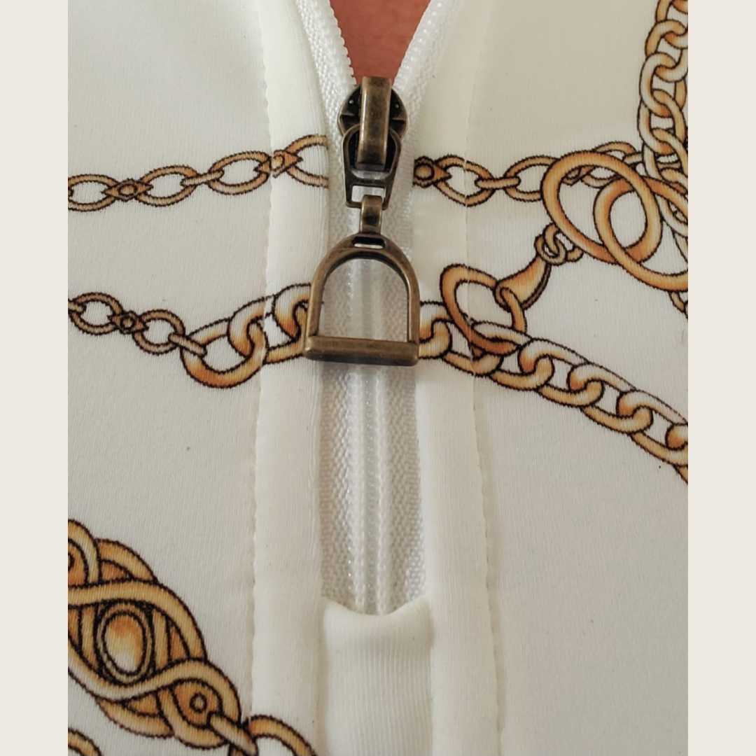 White Ivory Patterned Equestrian Riding Shirt – Dressage Queen Dream