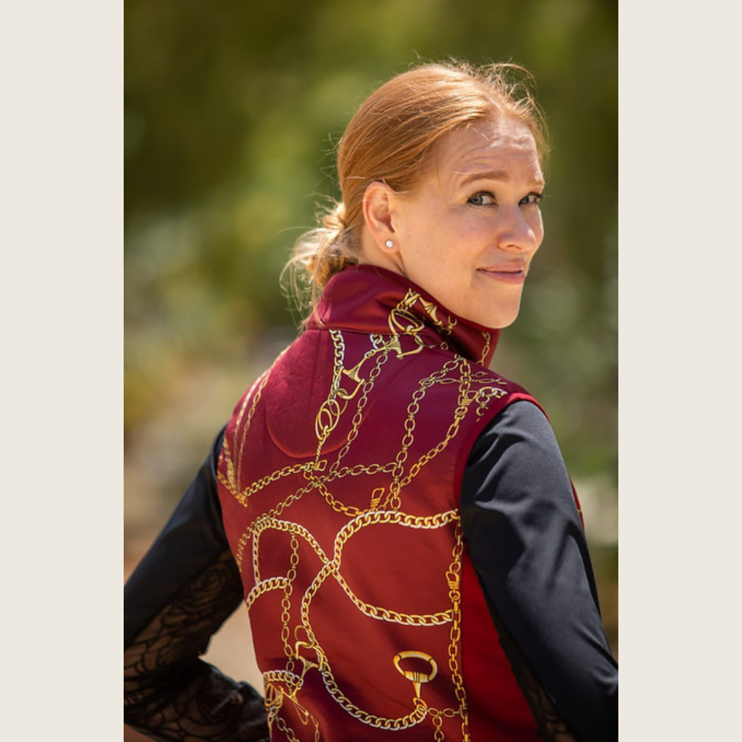 Burgundy Print Equestrian Riding Vest – Dressage Queen Dream