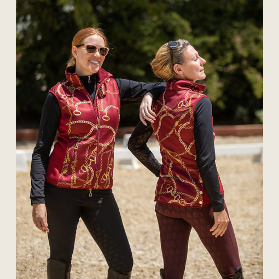 Burgundy Print Equestrian Riding Vest – Dressage Queen Dream