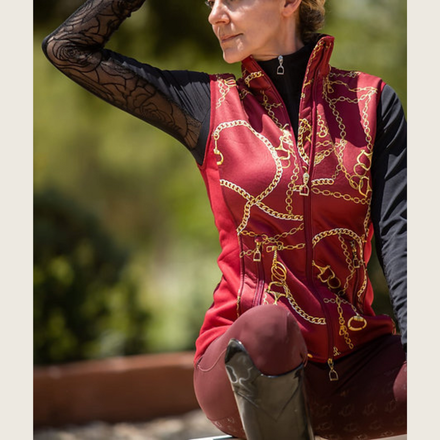Burgundy Print Equestrian Riding Vest – Dressage Queen Dream
