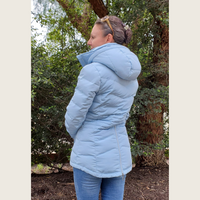 Ice Blue Duck Down Riding Jacket