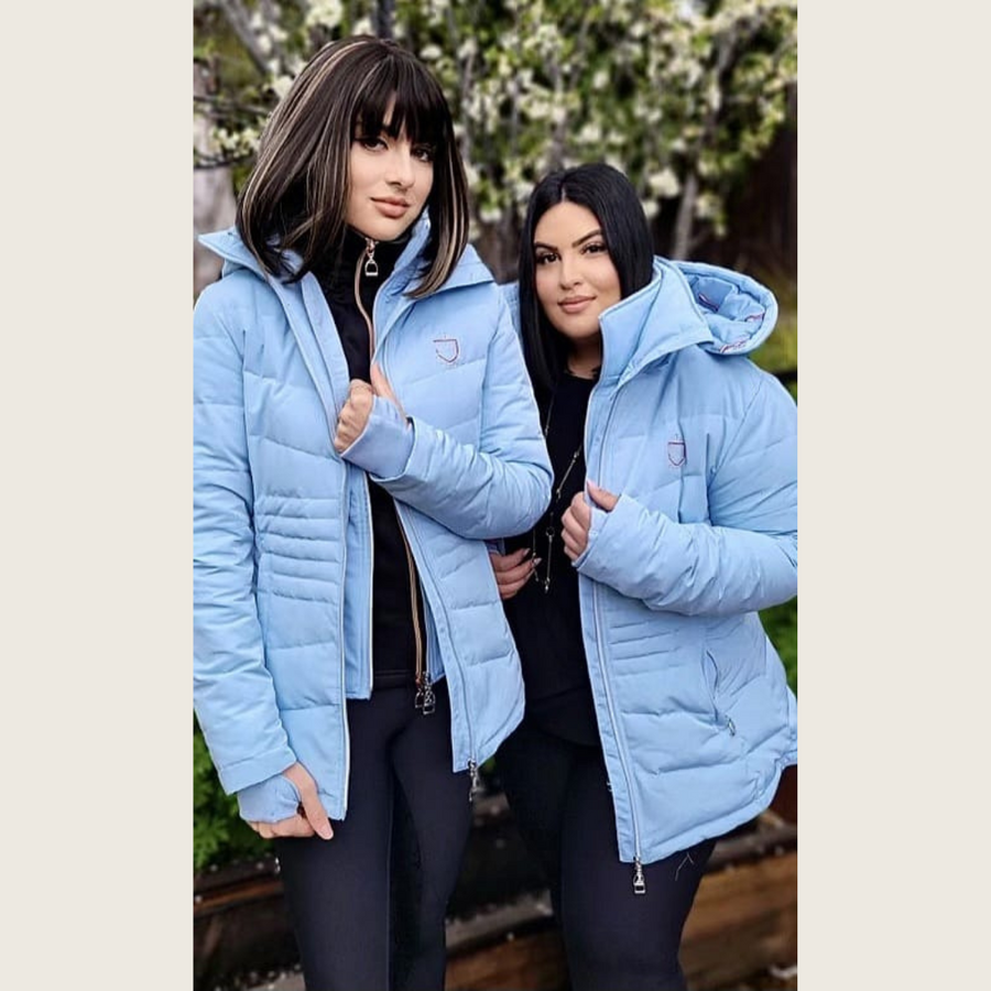 Ice Blue Duck Down Riding Jacket